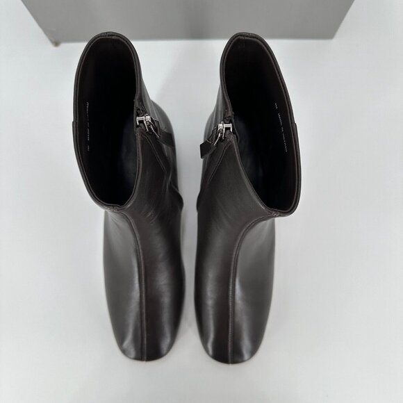 Everlane The Day Boot Dark Brown Leather size 9 Side Zip Ankle Bootie Square Toe - Picture 8 of 10